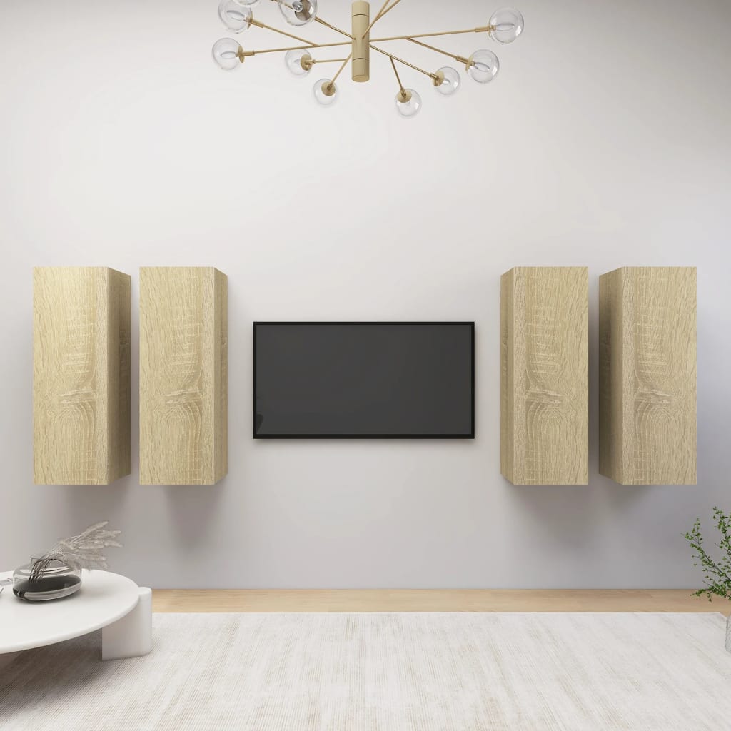 4 Piece TV Cabinet Set Sonoma Oak 30,5x30x90 cm Engineered Wood