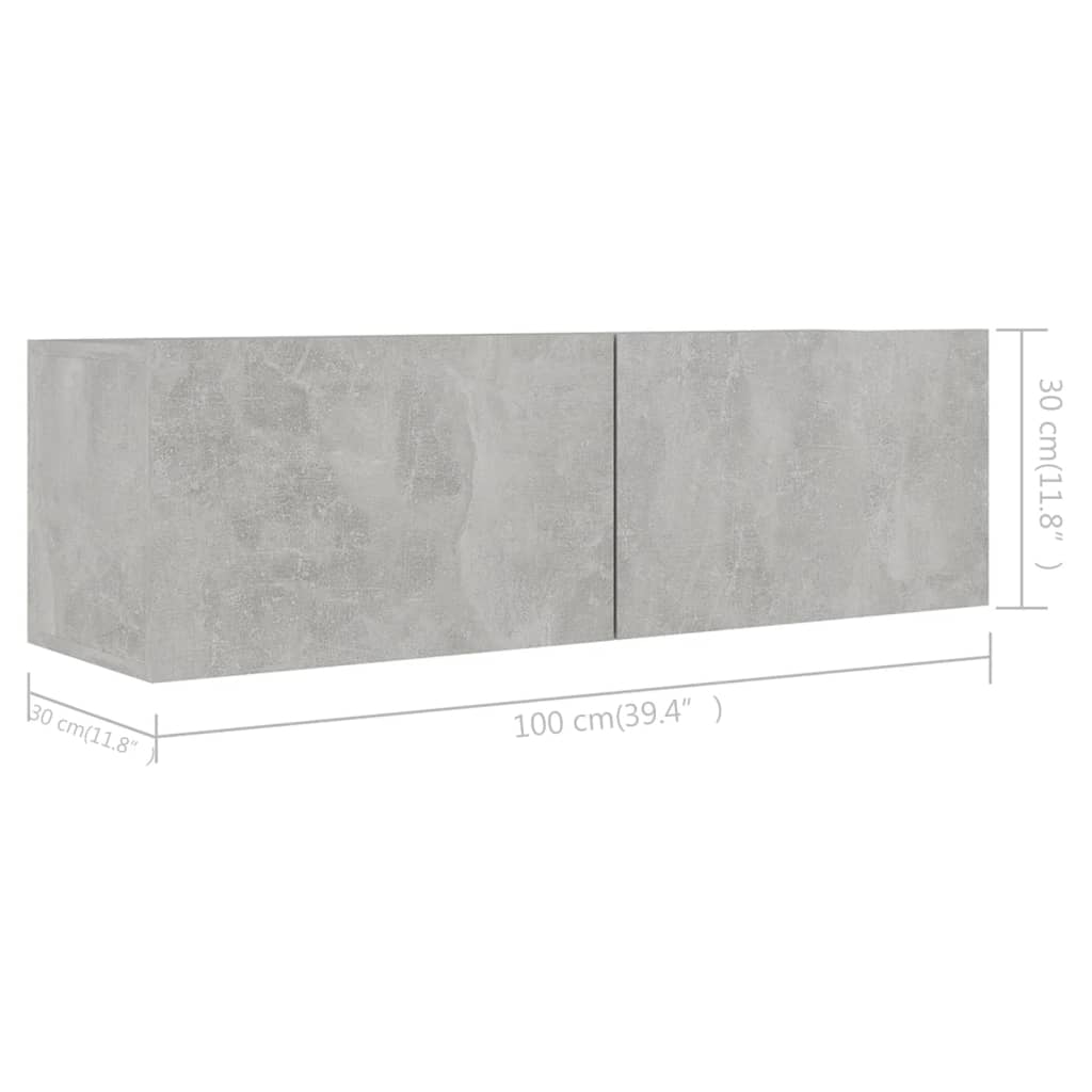 4 Piece TV Cabinet Set Concrete Grey 100x30x30 cm Engineered Wood