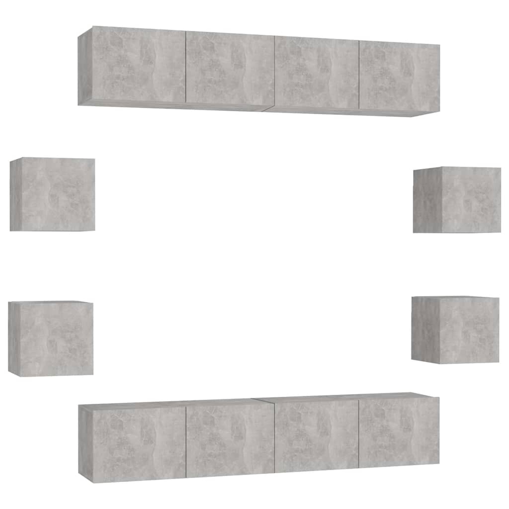 8 Piece TV Cabinet Set Concrete Grey Engineered Wood