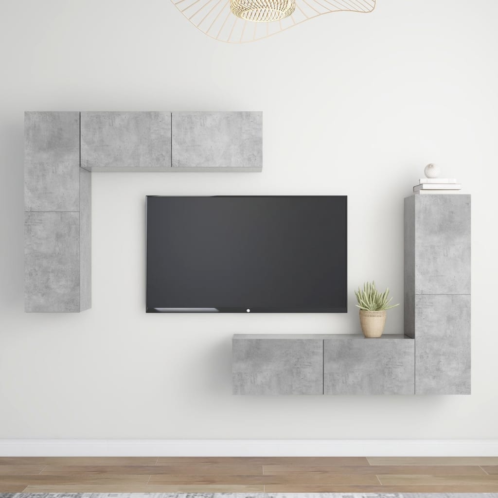 4 Piece TV Cabinet Set Concrete Grey Engineered Wood