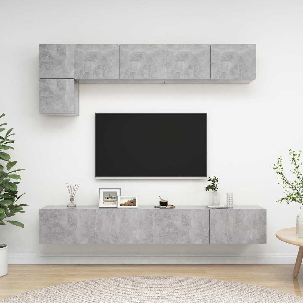5 Piece TV Cabinet Set Concrete Grey Engineered Wood