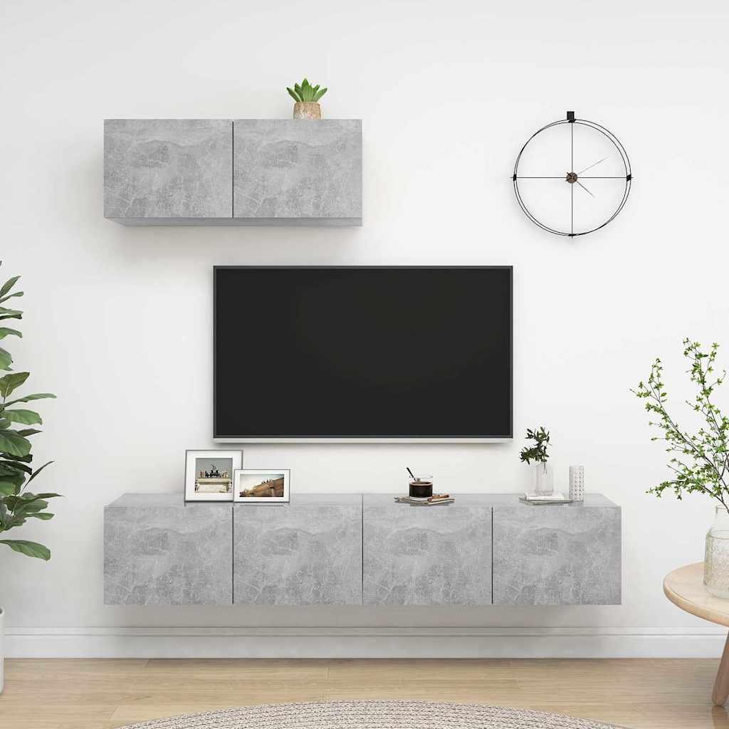 3 Piece TV Cabinet Set Concrete Grey Engineered Wood