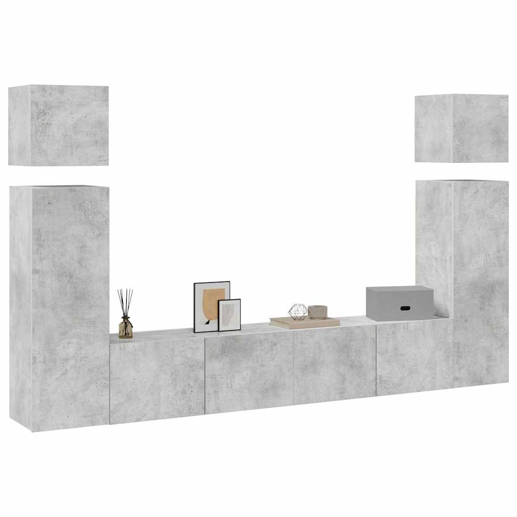 8 Piece TV Cabinet Set Concrete Grey Engineered Wood