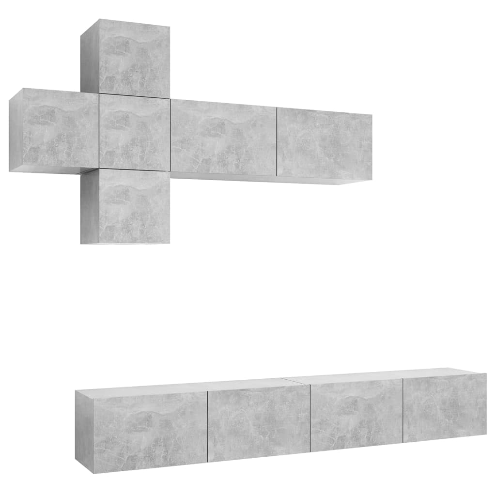 7 Piece TV Cabinet Set Concrete Grey Engineered Wood