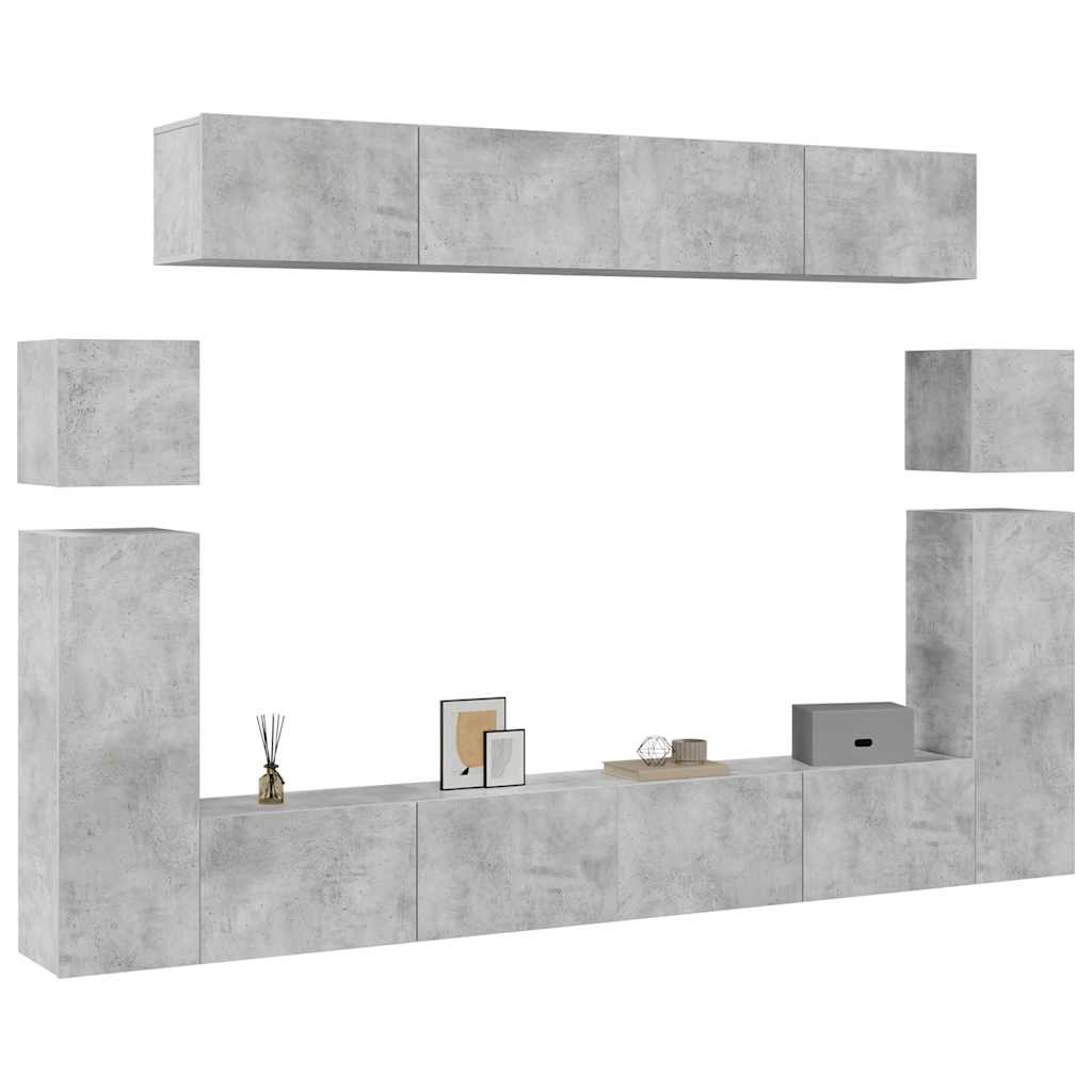 8 Piece TV Cabinet Set Concrete Grey Engineered Wood
