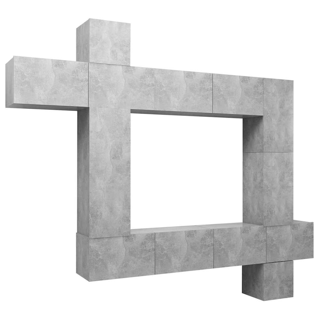 9 Piece TV Cabinet Set Concrete Grey Engineered Wood