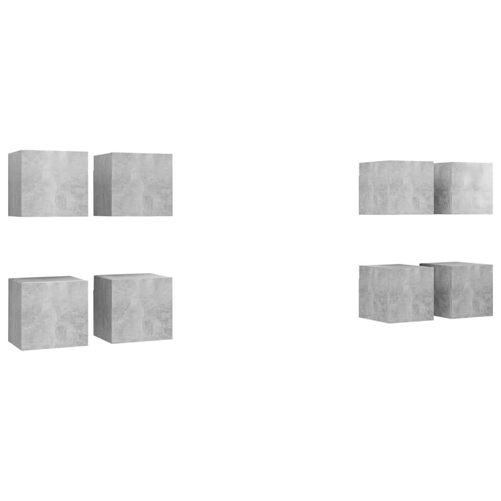 8 Piece Wall-mounted TV Cabinet Set Concrete Grey 30,5x30x30 cm