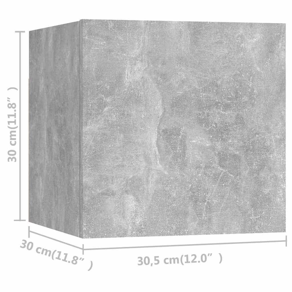 8 Piece Wall-mounted TV Cabinet Set Concrete Grey 30,5x30x30 cm