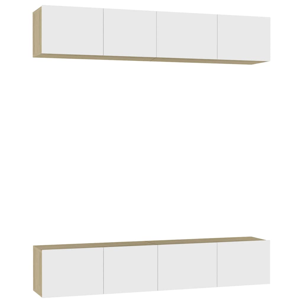 4 Piece TV Cabinet Set White and Sonoma Oak 80x30x30 cm Engineered Wood