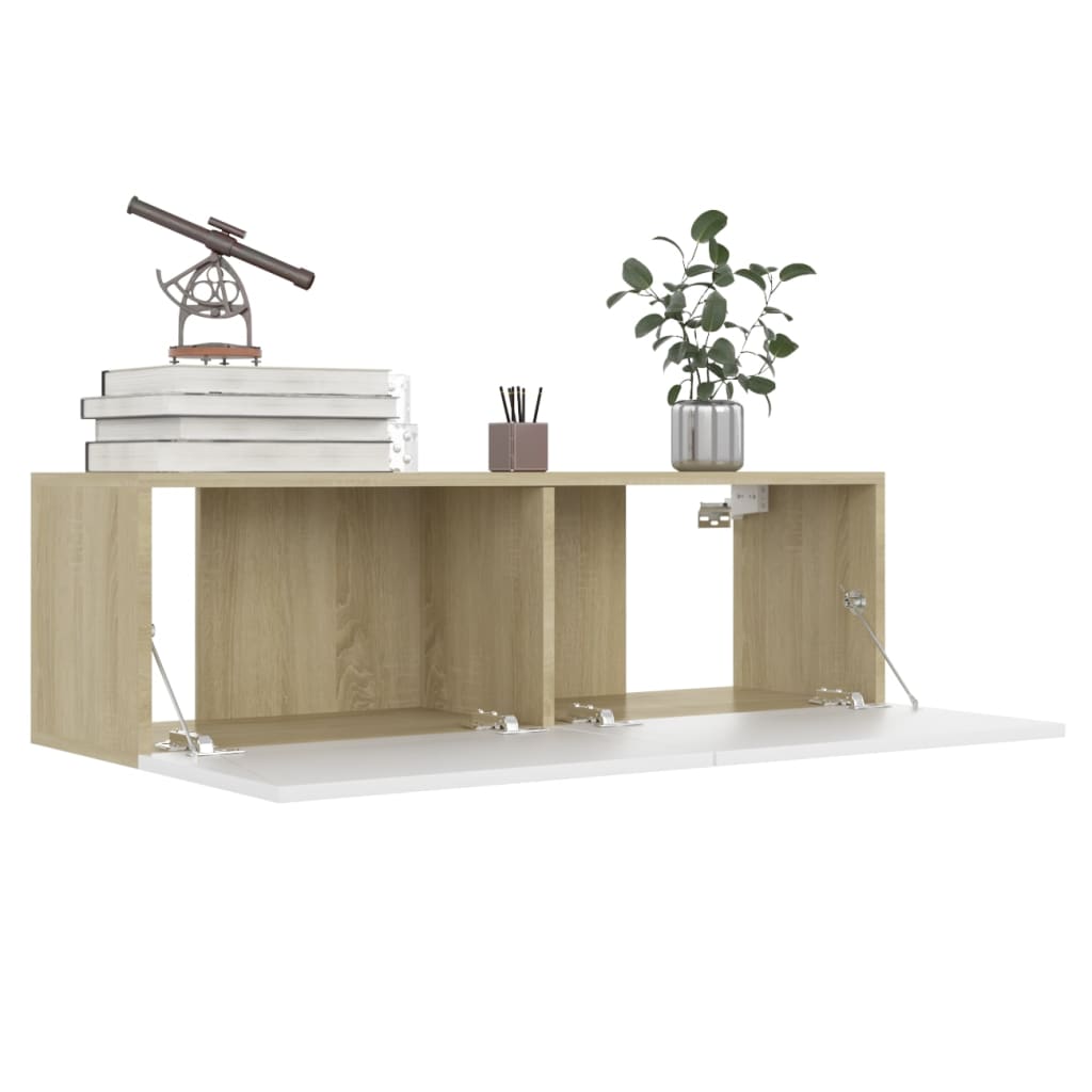 TV Cabinets 4 pcs White and Sonoma Oak 100x30x30 cm Engineered Wood