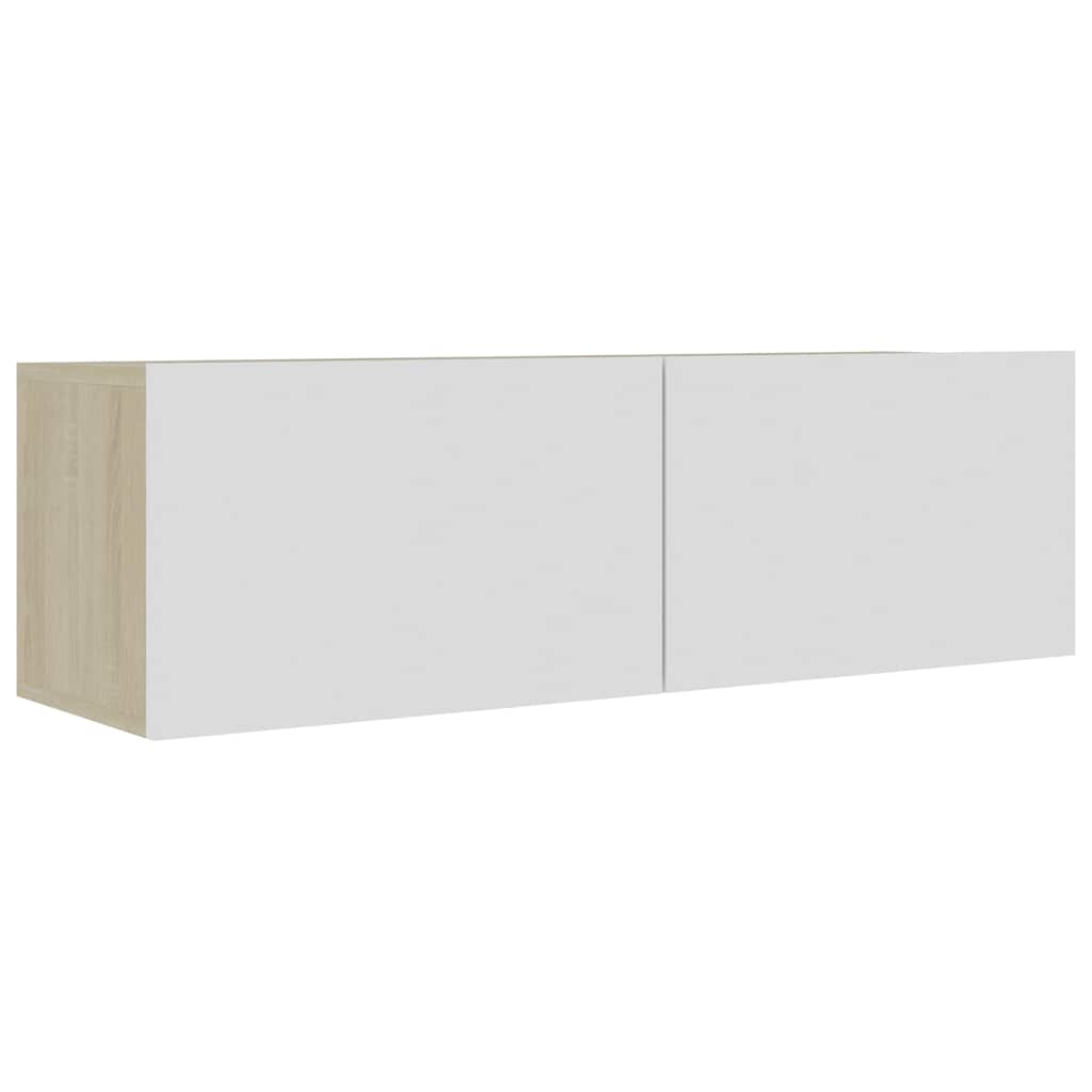 4 Piece TV Cabinet Set White and Sonoma Oak Engineered Wood