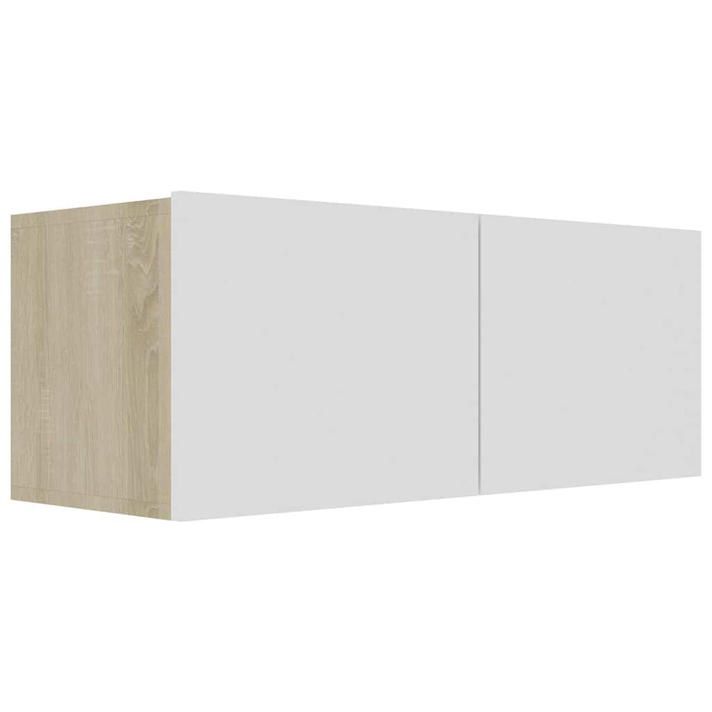 6 Piece TV Cabinet Set White and Sonoma Oak Engineered Wood
