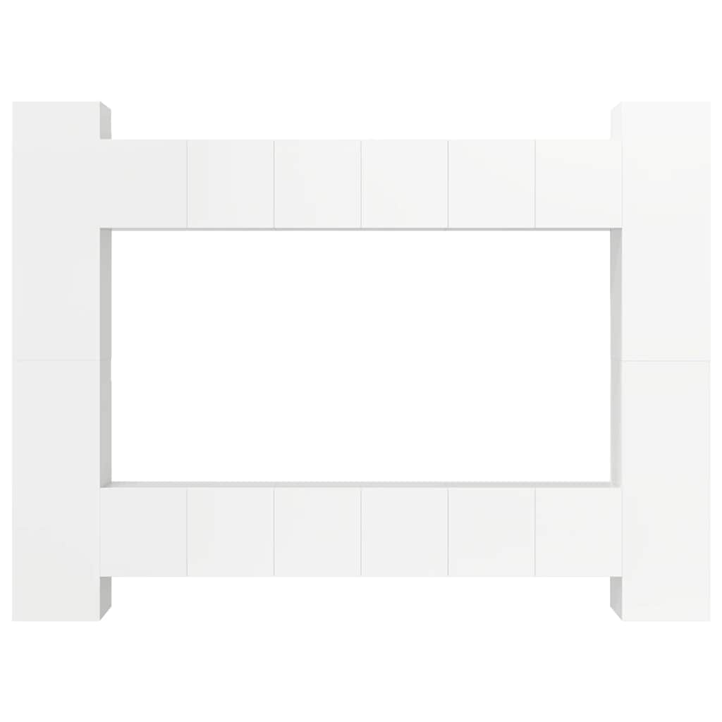 10 Piece TV Cabinet Set High Gloss White Engineered Wood