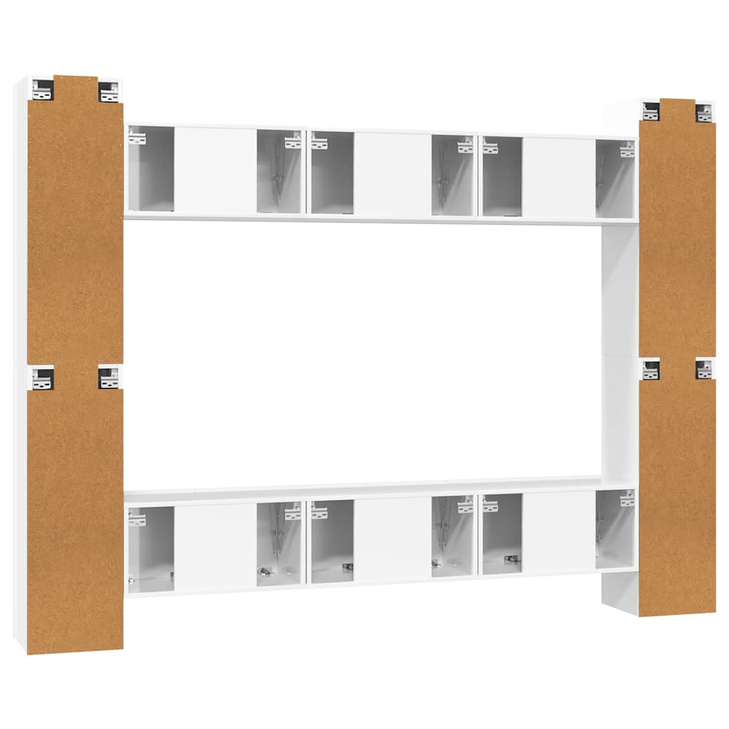 10 Piece TV Cabinet Set High Gloss White Engineered Wood