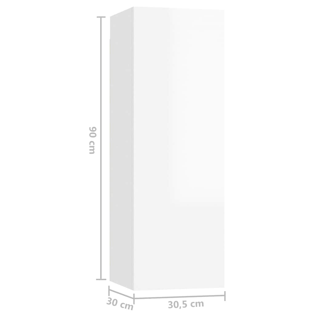 5 Piece TV Cabinet Set High Gloss White Engineered Wood