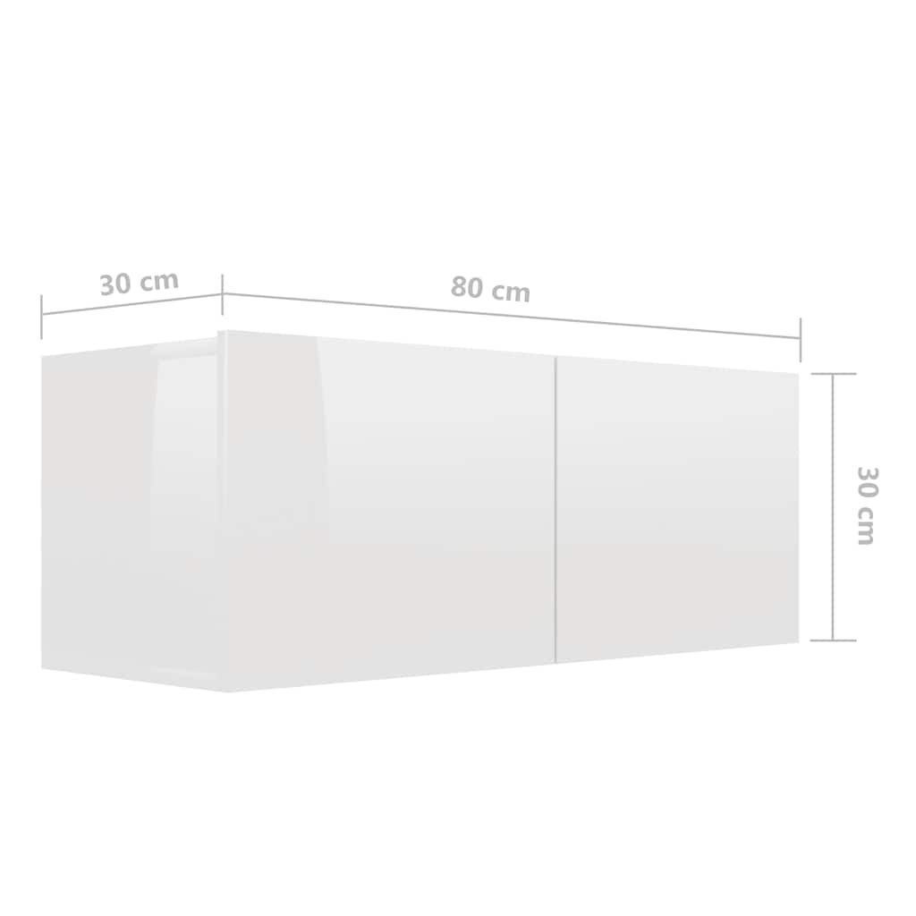 8 Piece TV Cabinet Set High Gloss White Engineered Wood