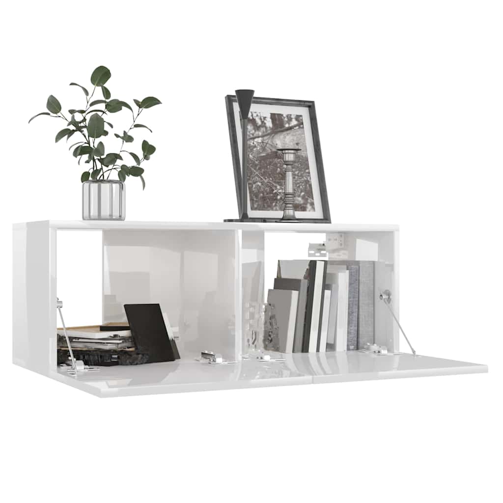 7 Piece TV Cabinet Set High Gloss White Engineered Wood