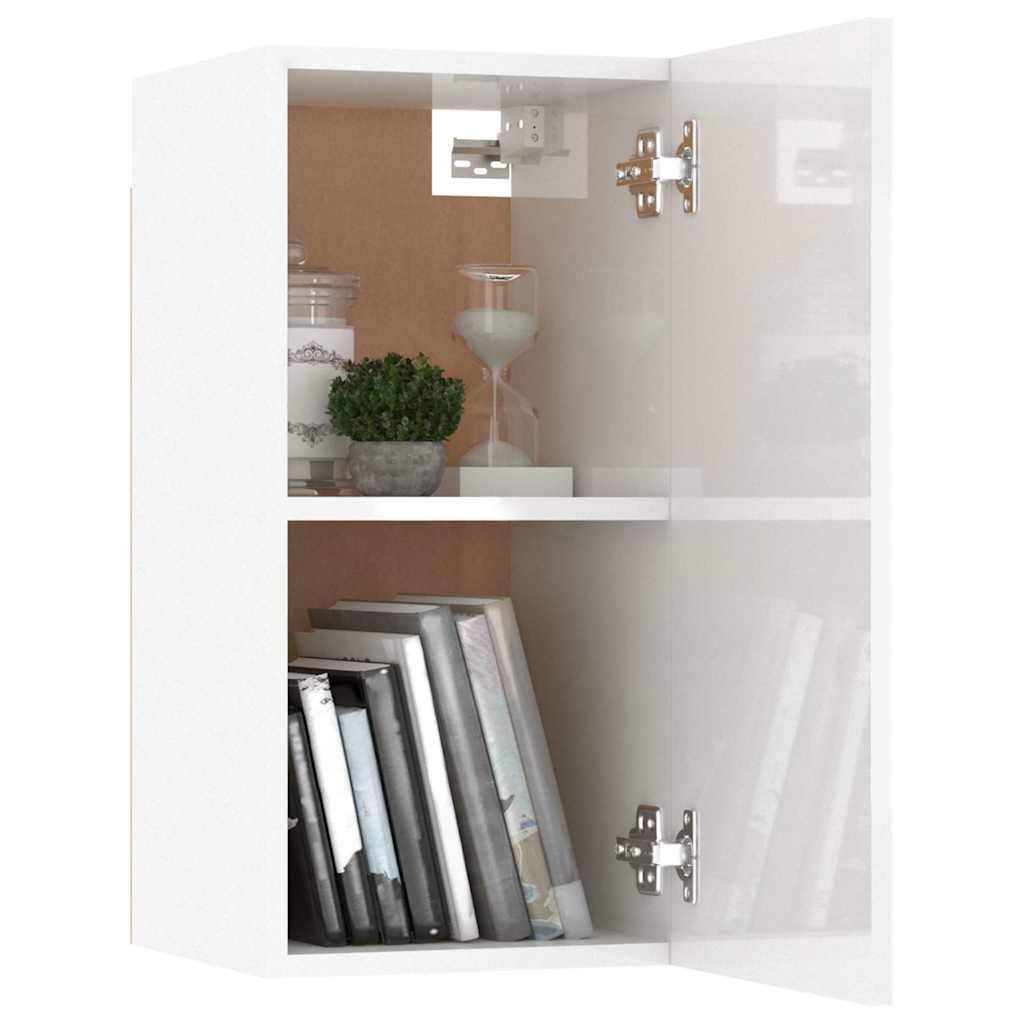 7 Piece TV Cabinet Set High Gloss White Engineered Wood
