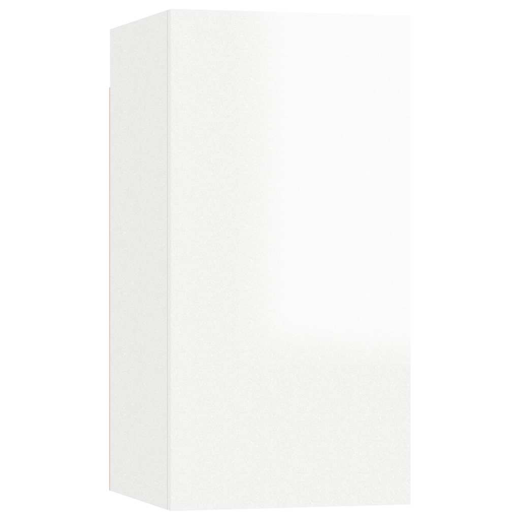 4 Piece TV Cabinet Set High Gloss White Engineered Wood