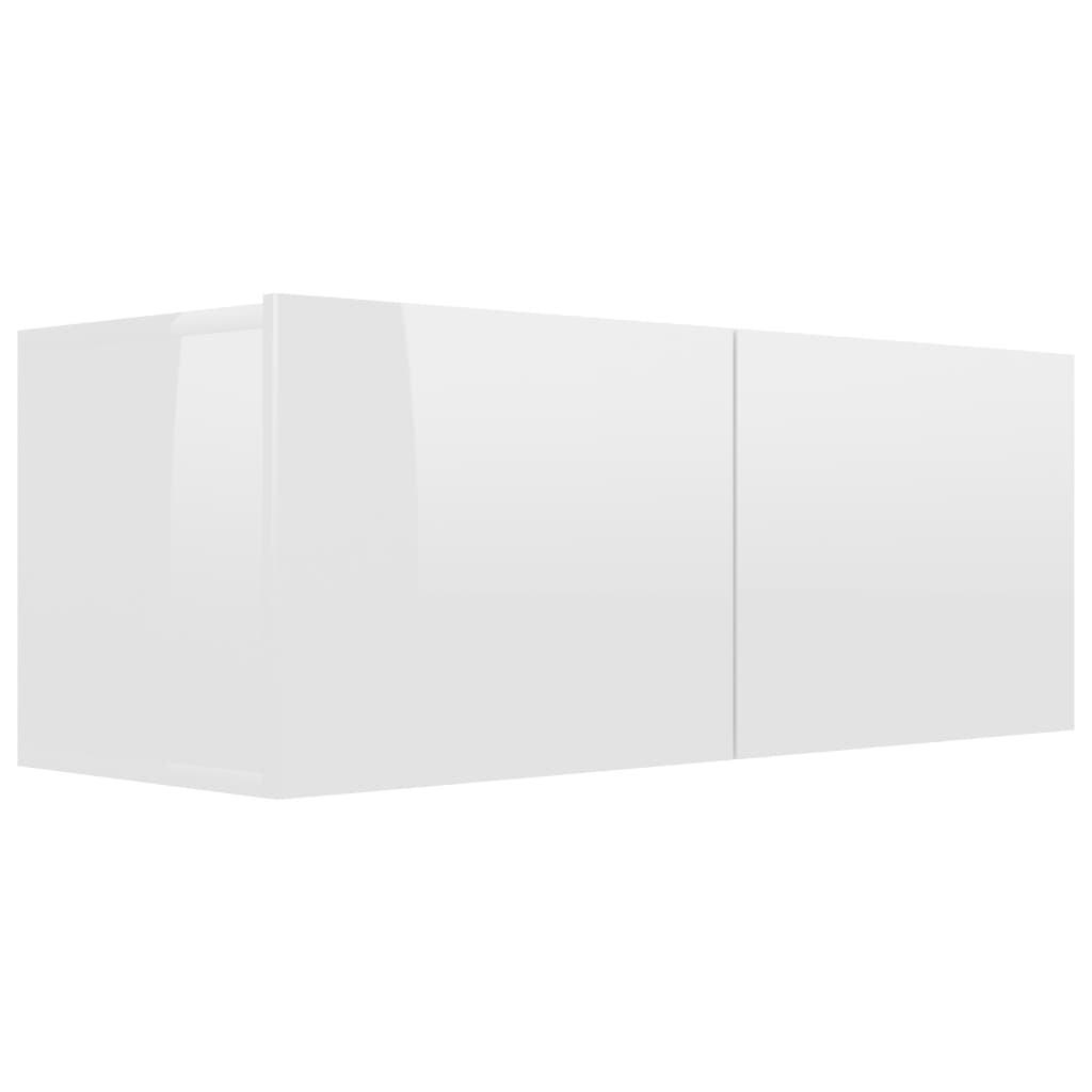 4 Piece TV Cabinet Set High Gloss White Engineered Wood