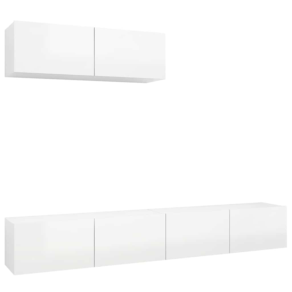 3 Piece TV Cabinet Set High Gloss White Engineered Wood
