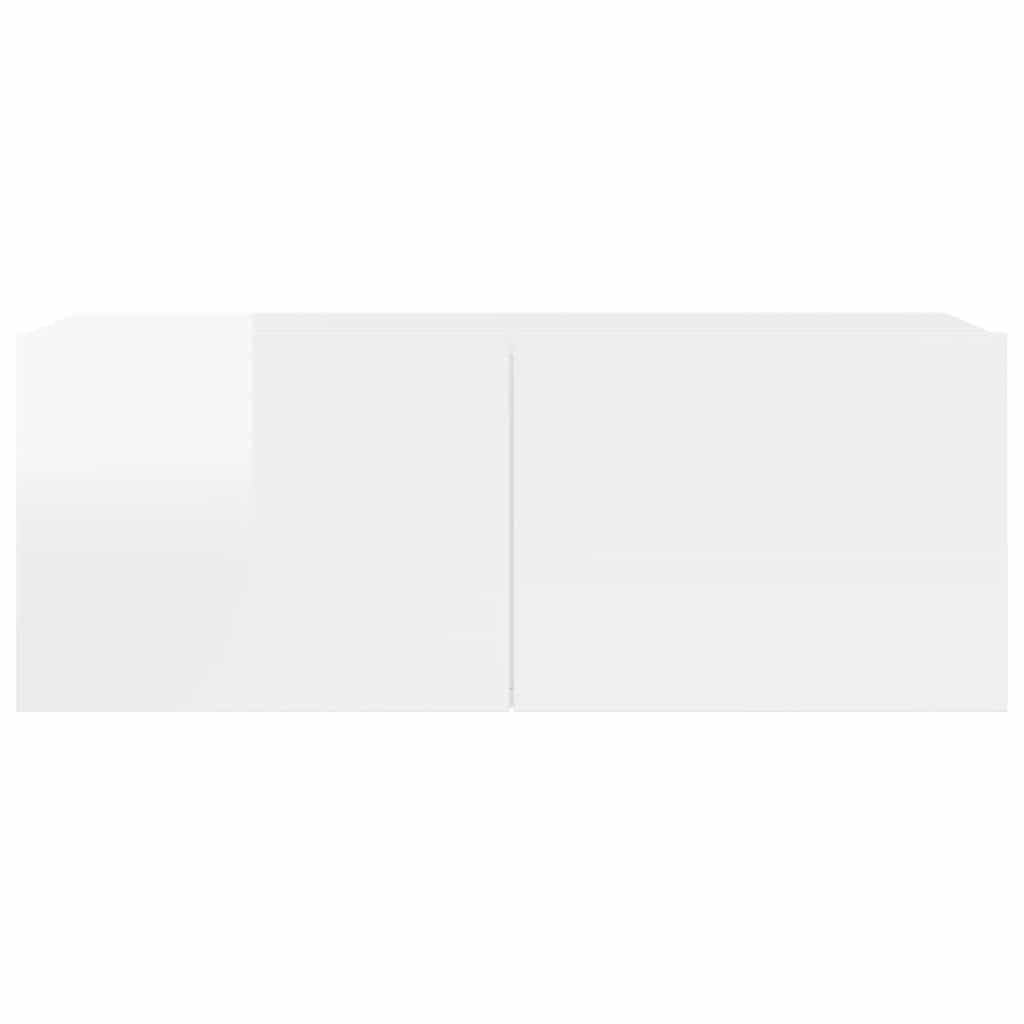 8 Piece TV Cabinet Set High Gloss White Engineered Wood