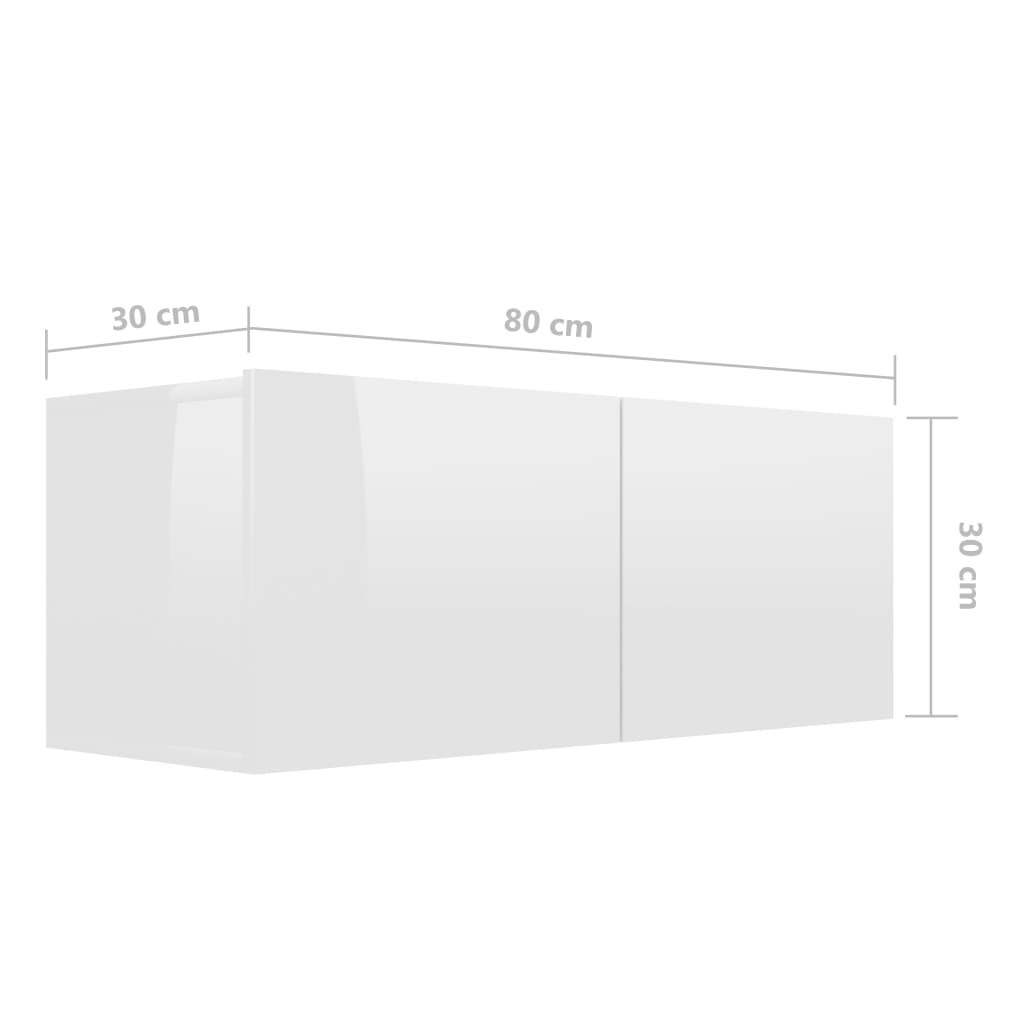 7 Piece TV Cabinet Set High Gloss White Engineered Wood
