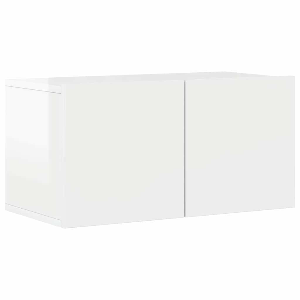 8 Piece TV Cabinet Set High Gloss White Engineered Wood