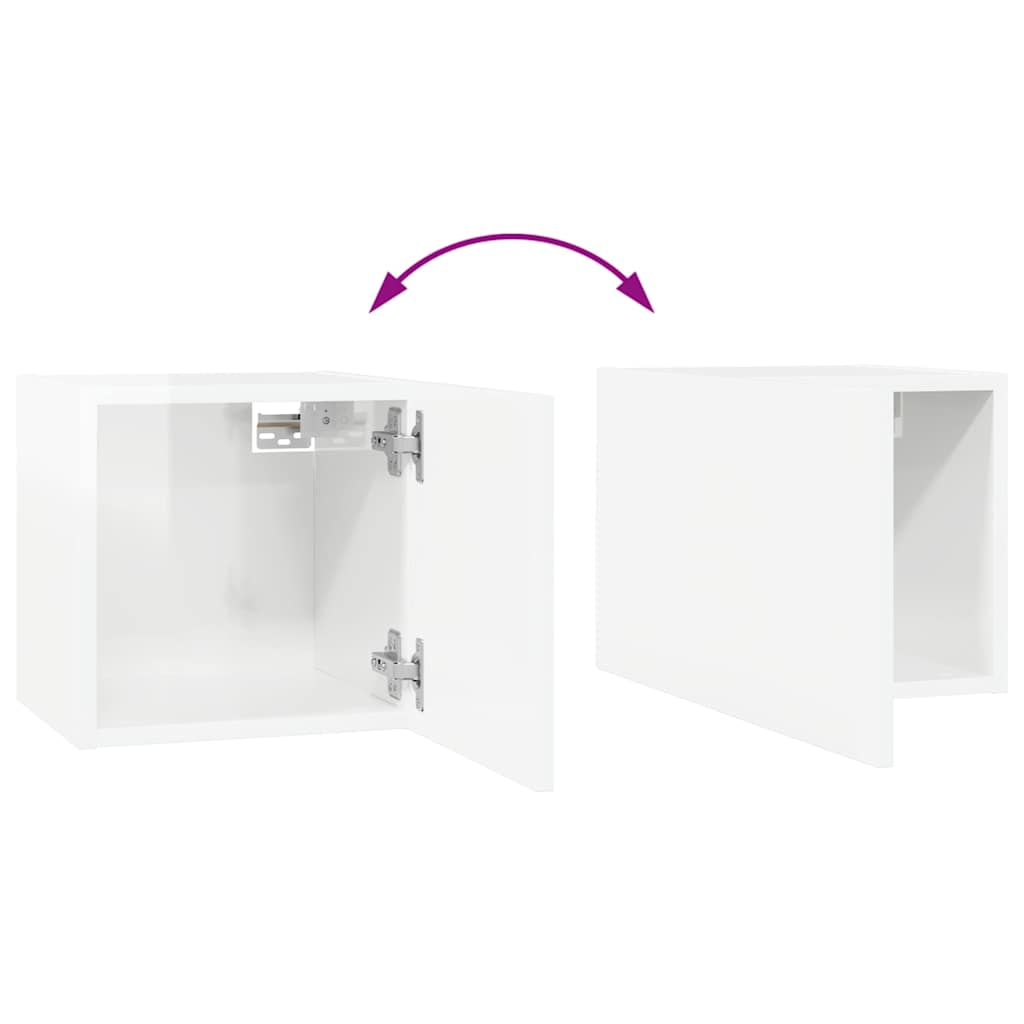 8 Piece TV Cabinet Set High Gloss White Engineered Wood