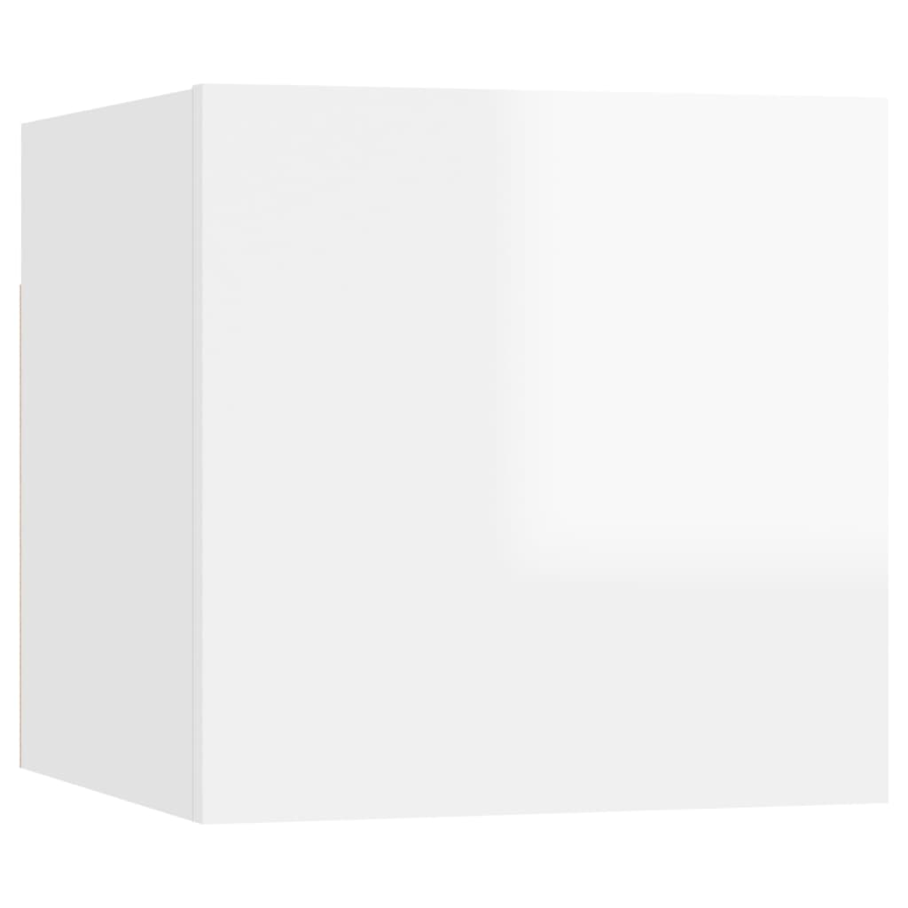 4 Piece TV Cabinet Set High Gloss White Engineered Wood