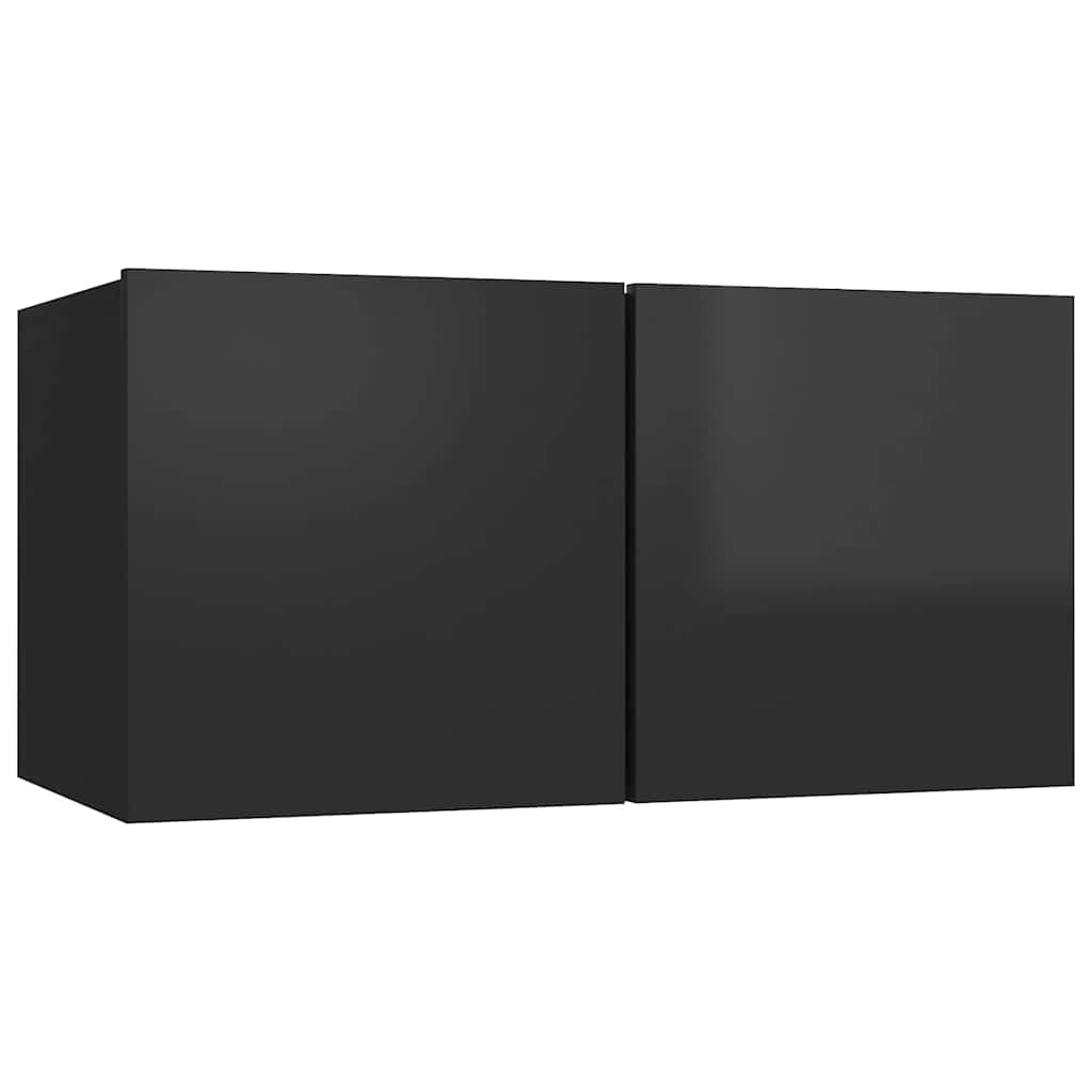 4 Piece TV Cabinet Set High Gloss Black 60x30x30 cm Engineered Wood