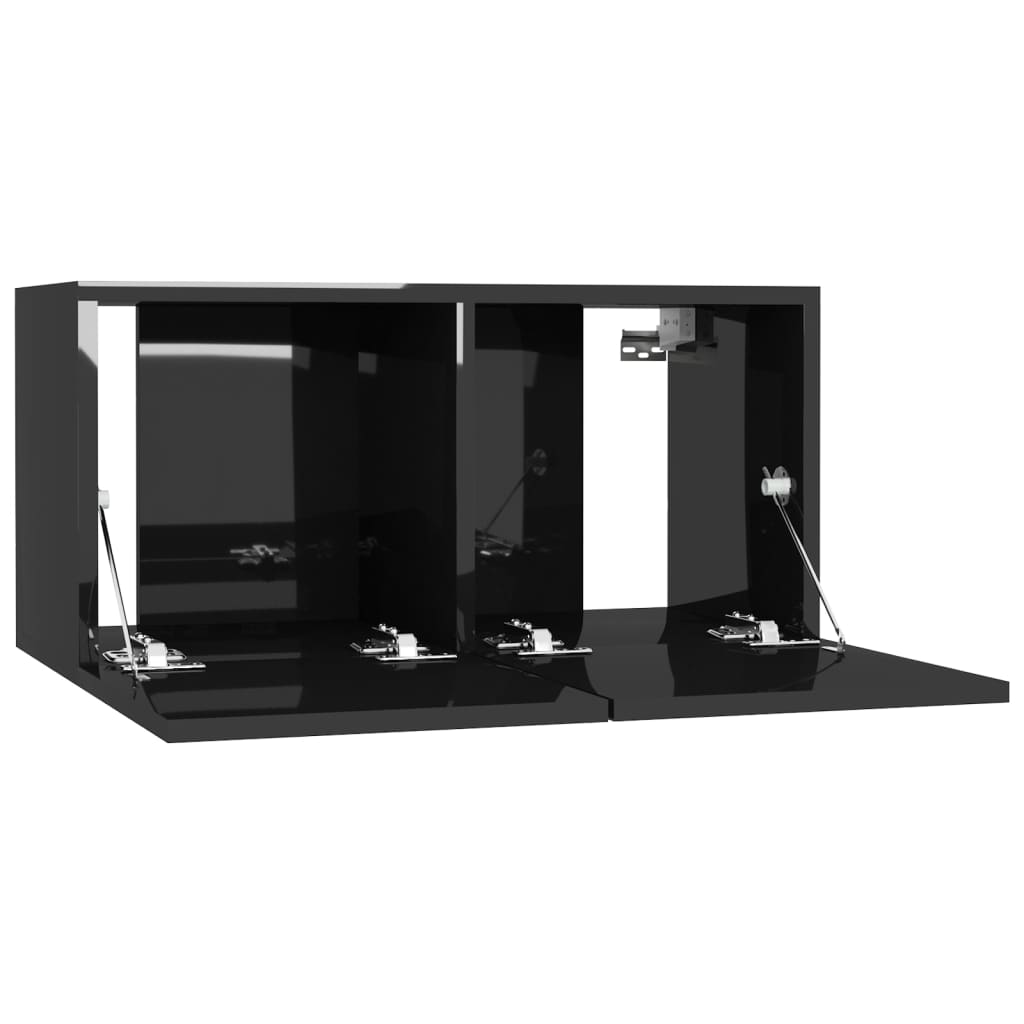 4 Piece TV Cabinet Set High Gloss Black 60x30x30 cm Engineered Wood
