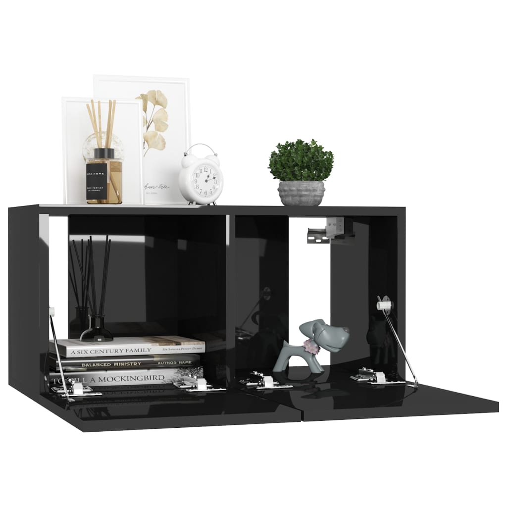 4 Piece TV Cabinet Set High Gloss Black 60x30x30 cm Engineered Wood