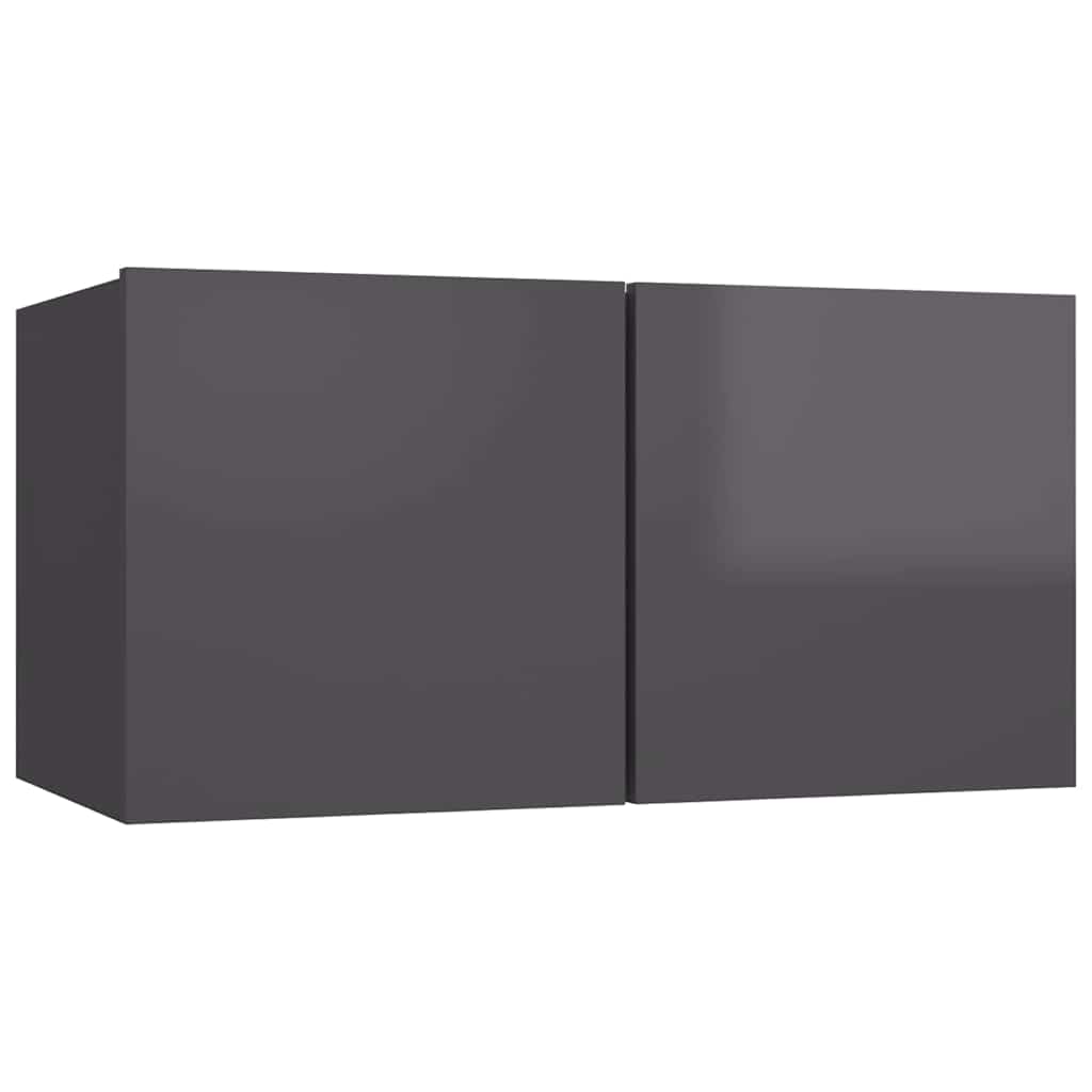 4 Piece TV Cabinet Set High Gloss Grey 60x30x30 cm Engineered Wood