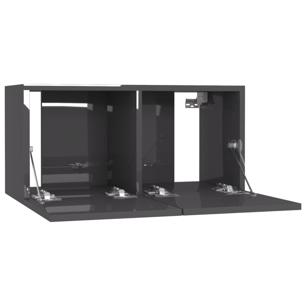 4 Piece TV Cabinet Set High Gloss Grey 60x30x30 cm Engineered Wood