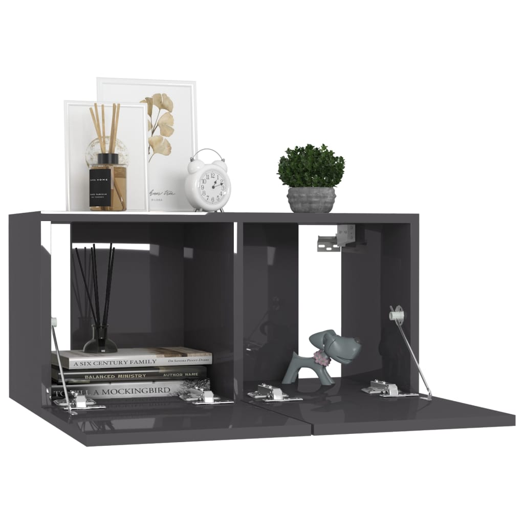 TV Cabinets 4 pcs High Gloss Grey 60x30x30 cm Engineered Wood