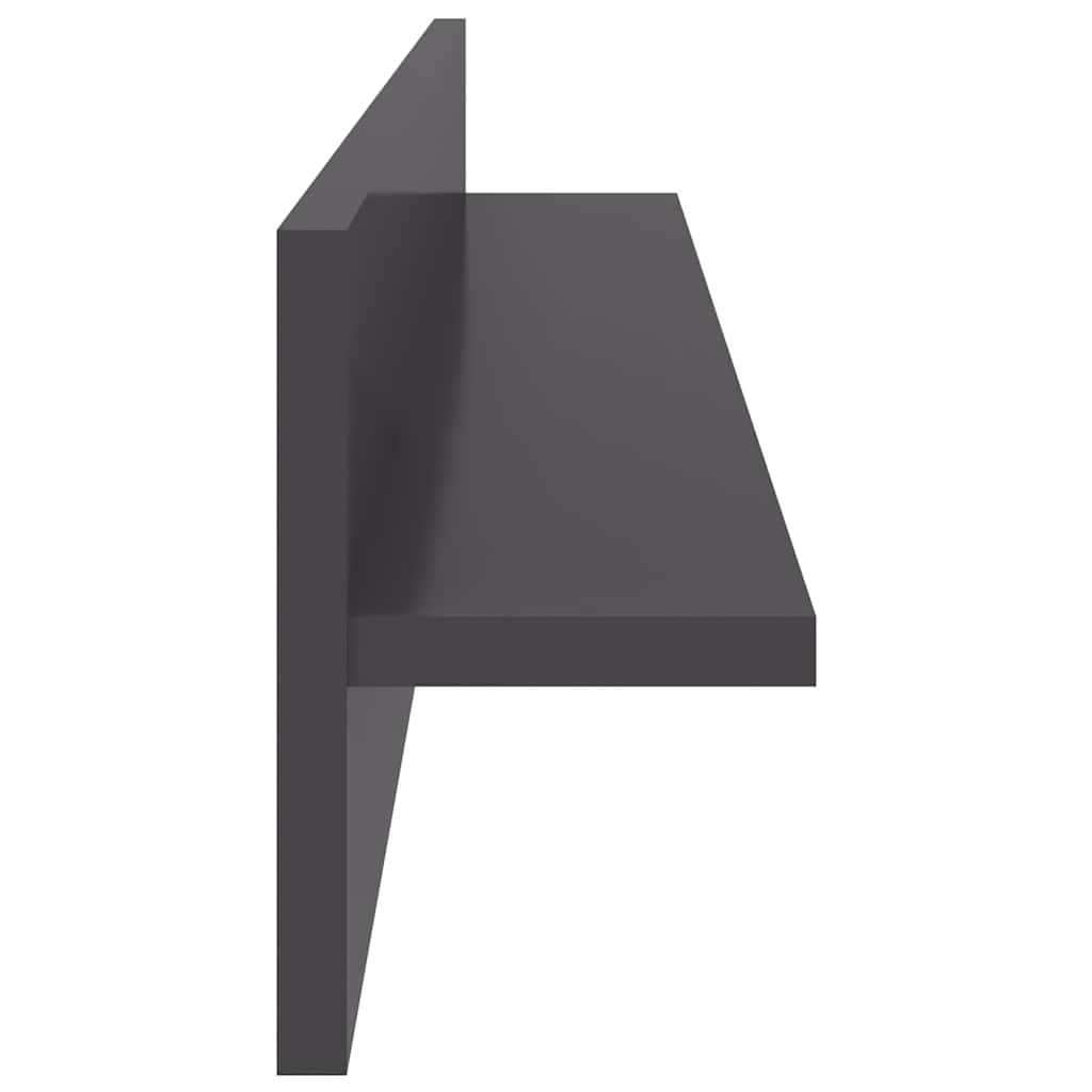 Wall Shelves 2 pcs High Gloss Grey 80x11.5x18 cm Engineered Wood