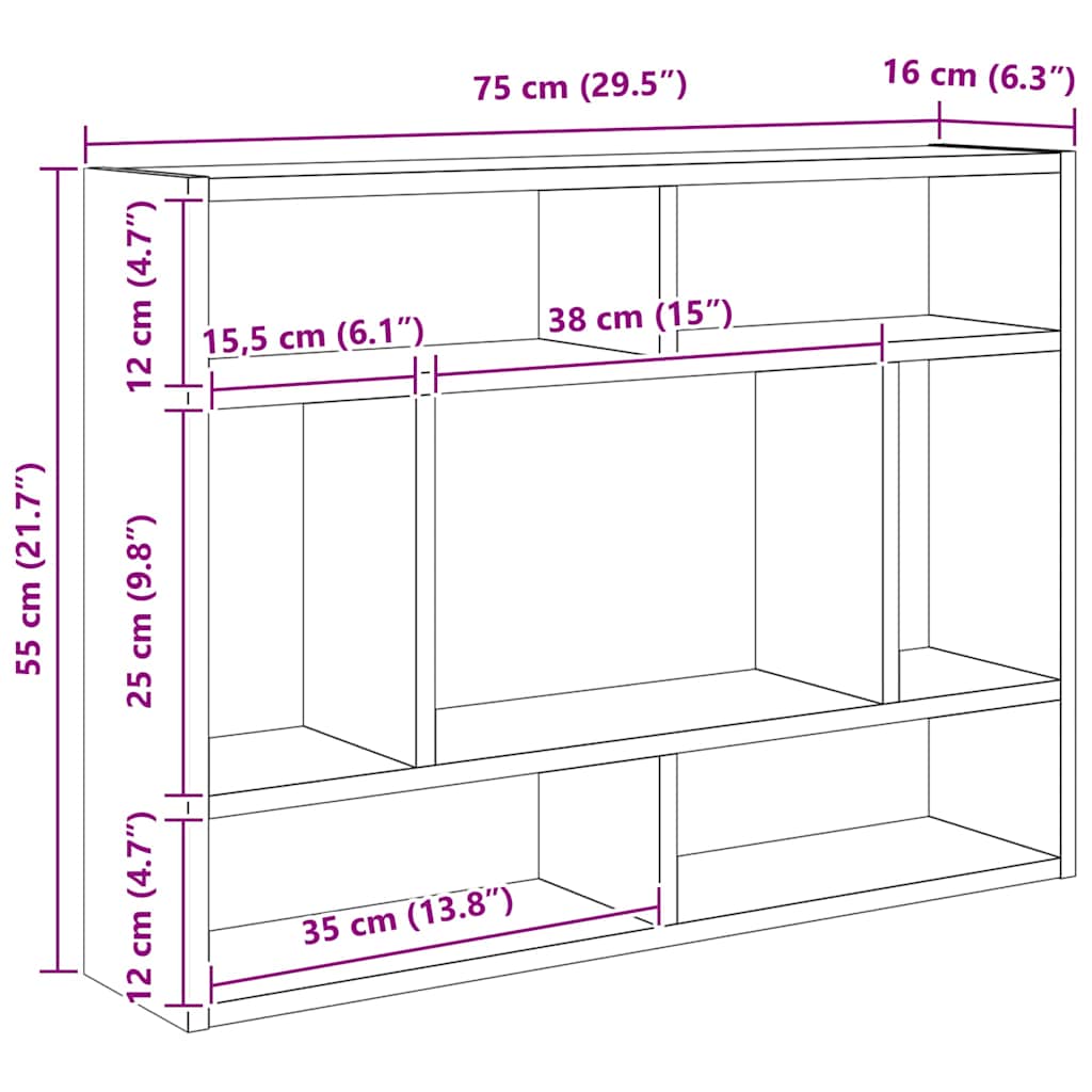 Wall Shelf High Gloss Black 75x16x55 cm Engineered Wood