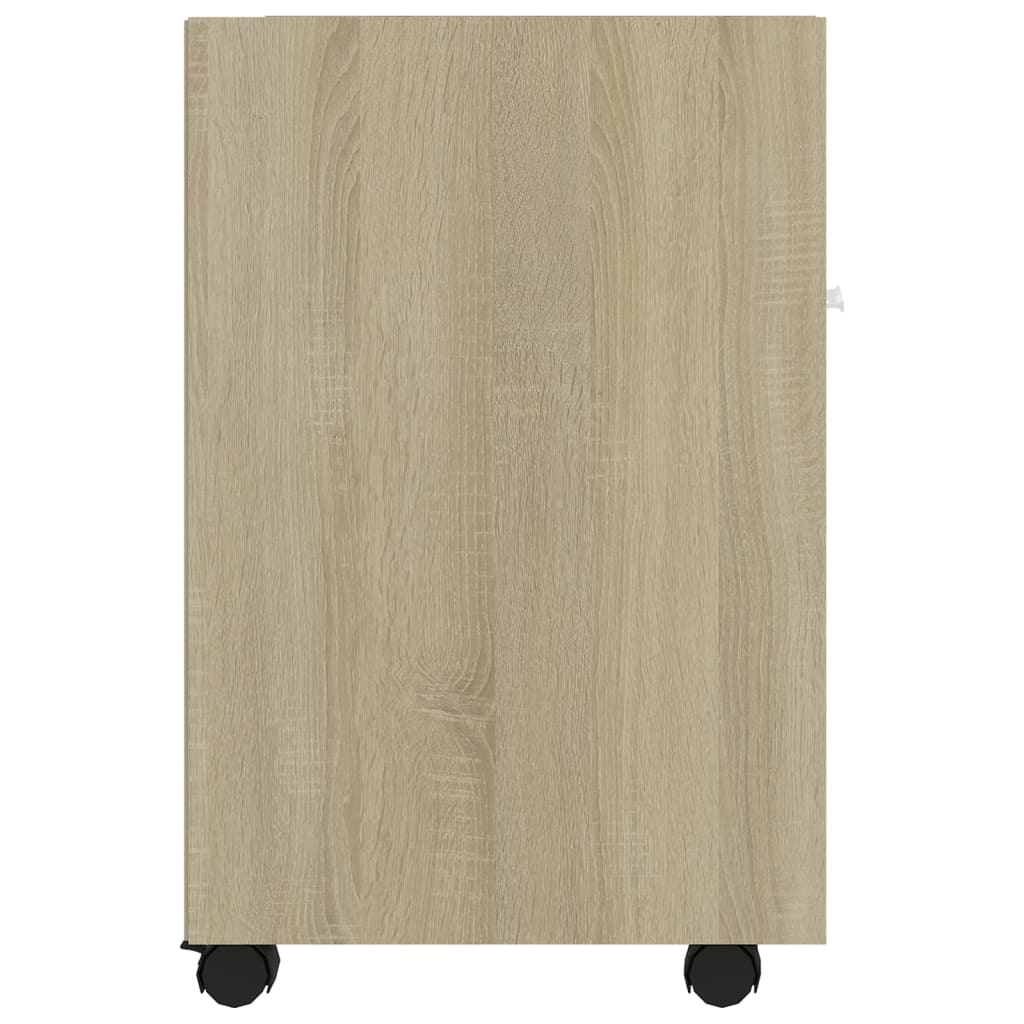 Side Cabinet with Wheels White&Sonoma Oak 33x38x60 cm Engineered Wood