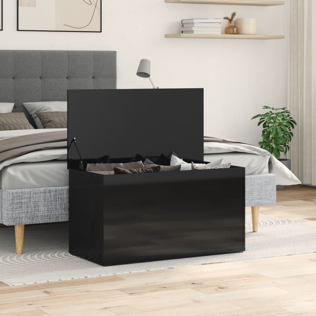 Storage Chest High Gloss Black 84x42x46 cm Engineered Wood