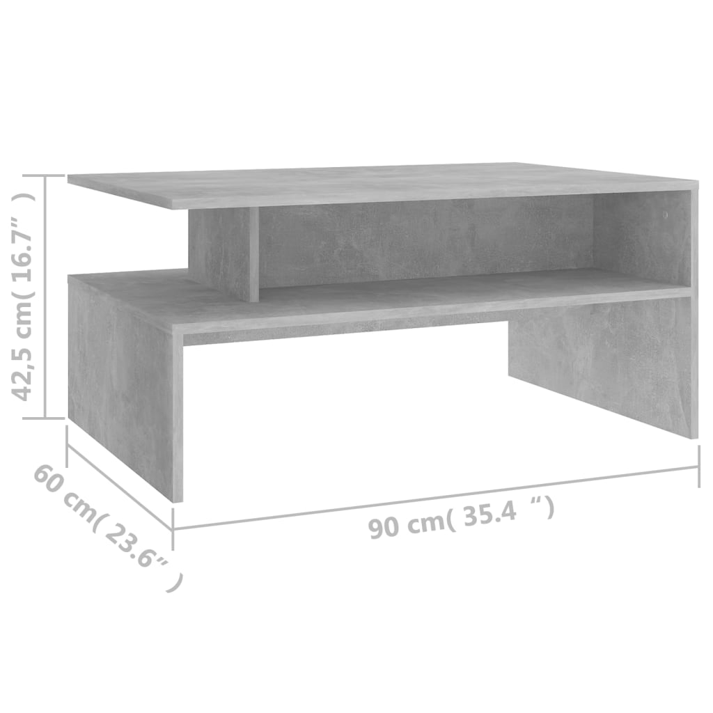 Coffee Table Concrete Grey 90x60x42.5 cm Engineered Wood