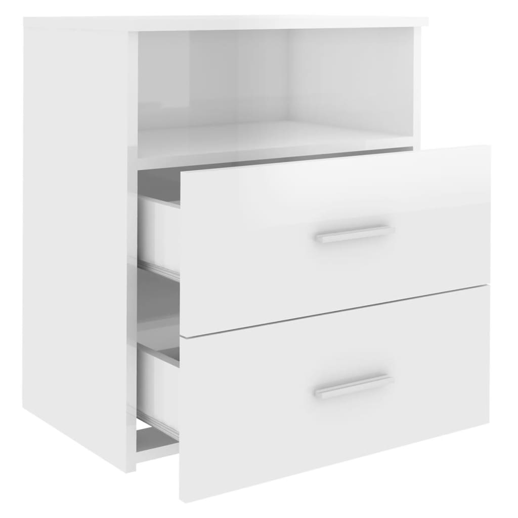 Bed Cabinets 2 pcs High Gloss White 50x32x60 cm