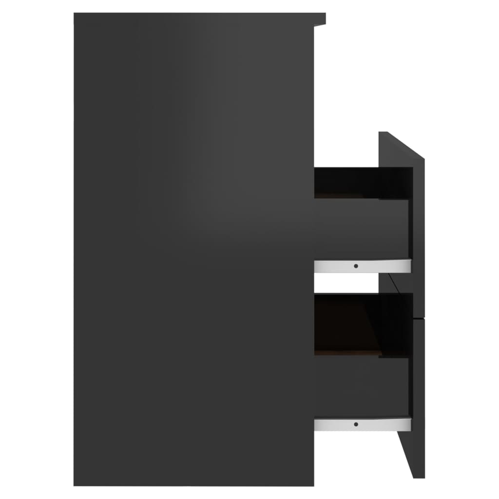 Bed Cabinet High Gloss Black 50x32x60cm