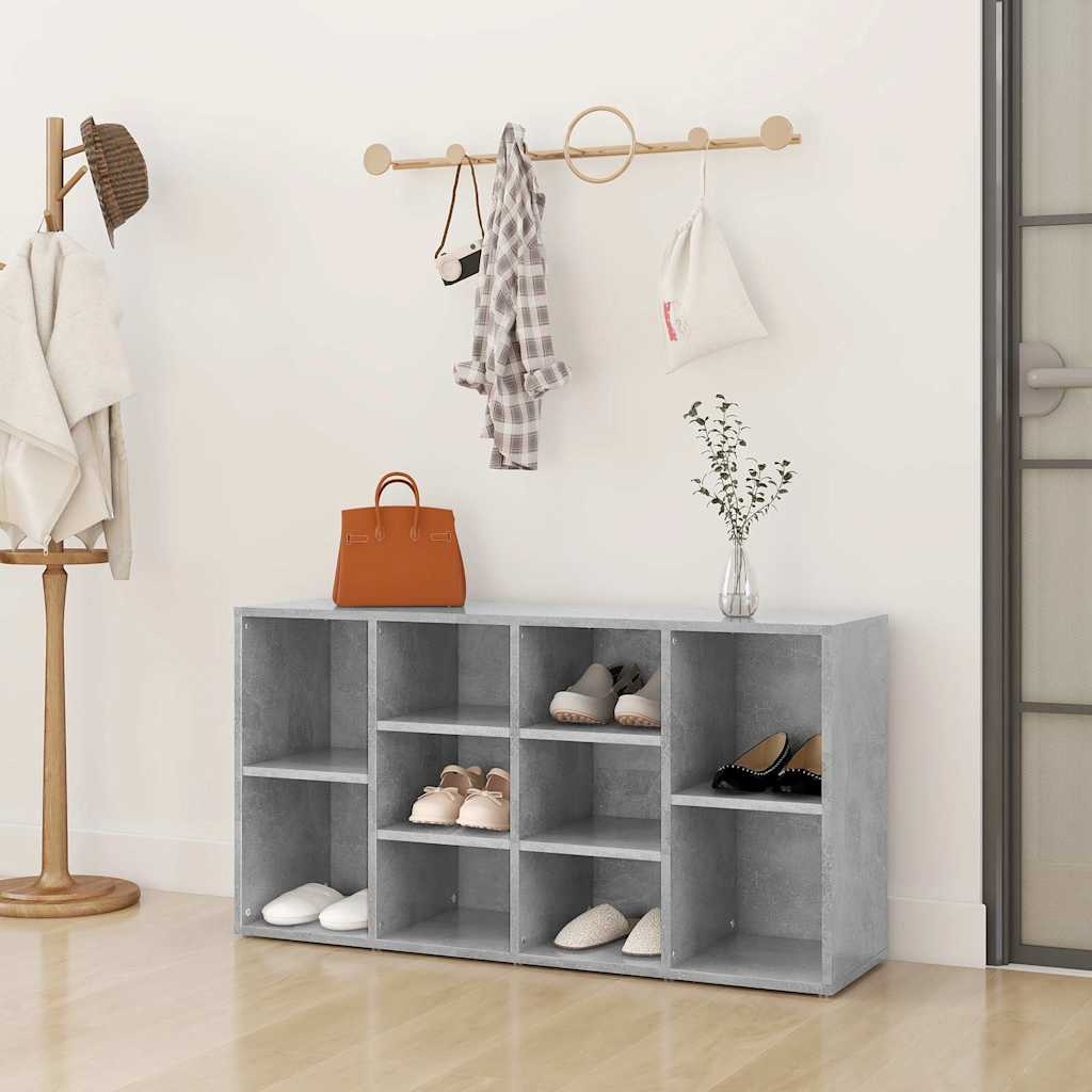 Shoe Bench Concrete Grey 103x30x55 cm Engineered Wood