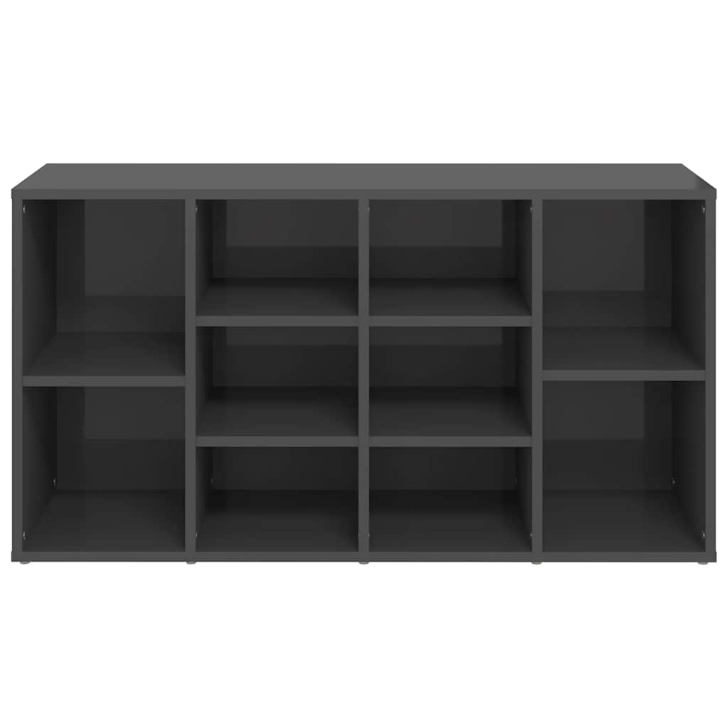 Shoe Bench High Gloss Grey 103x30x55 cm Engineered Wood