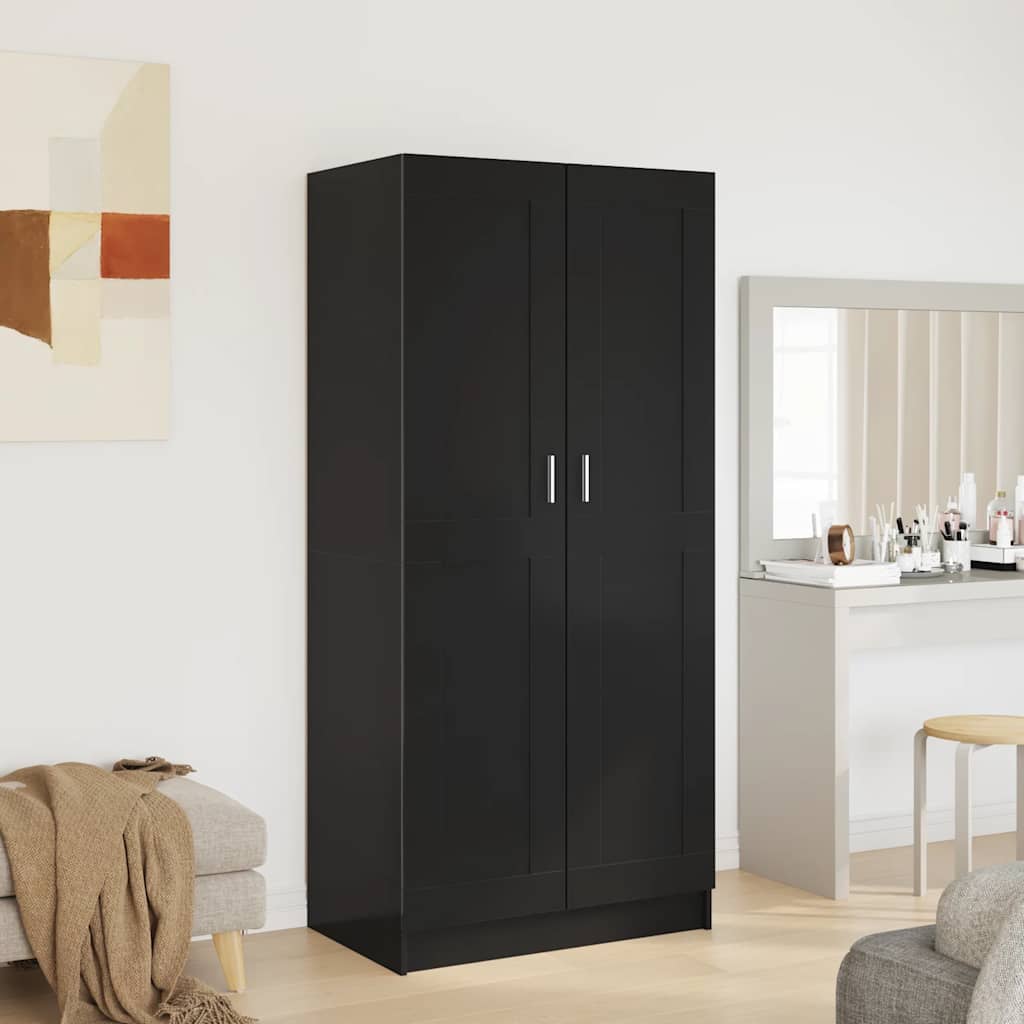 Wardrobe High Gloss Black 82.5x51.5x180 cm Engineered Wood