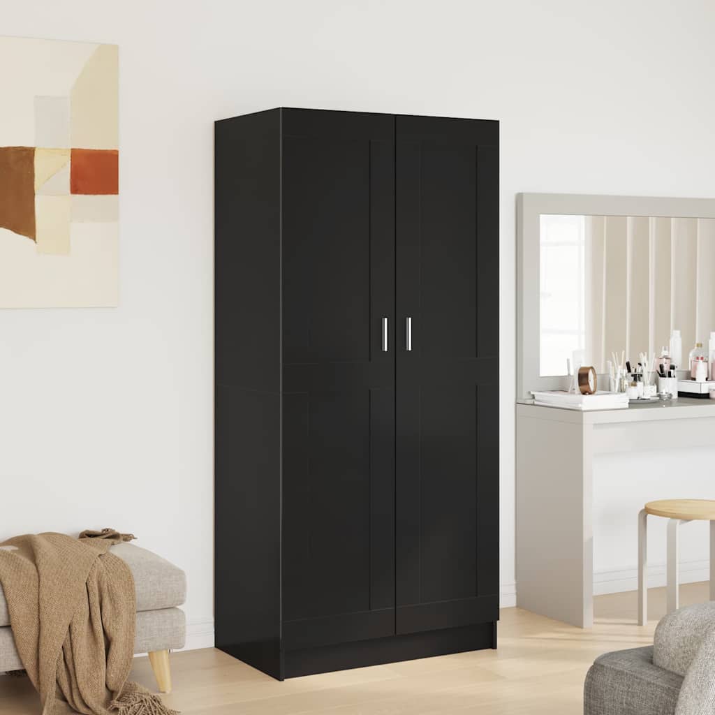 Wardrobe High Gloss Black 82.5x51.5x180 cm Engineered Wood