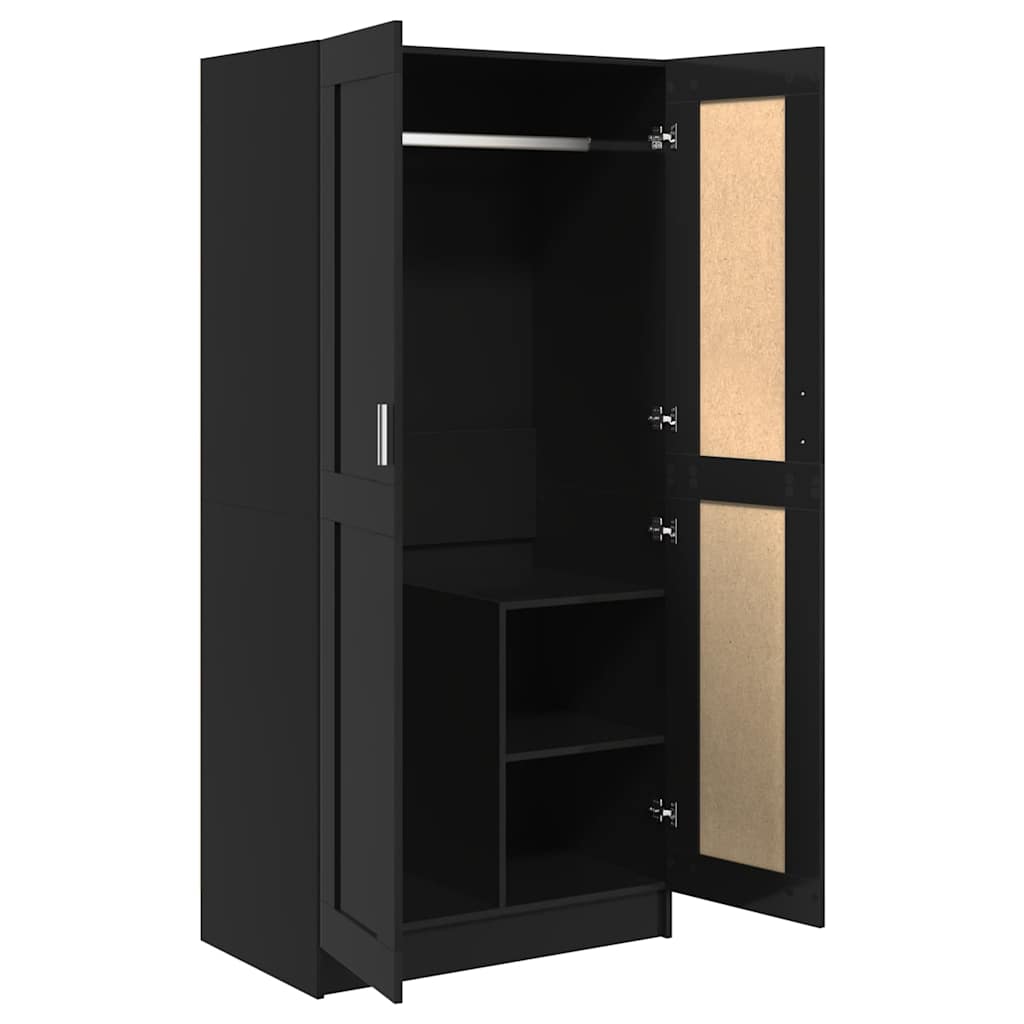 Wardrobe High Gloss Black 82.5x51.5x180 cm Engineered Wood