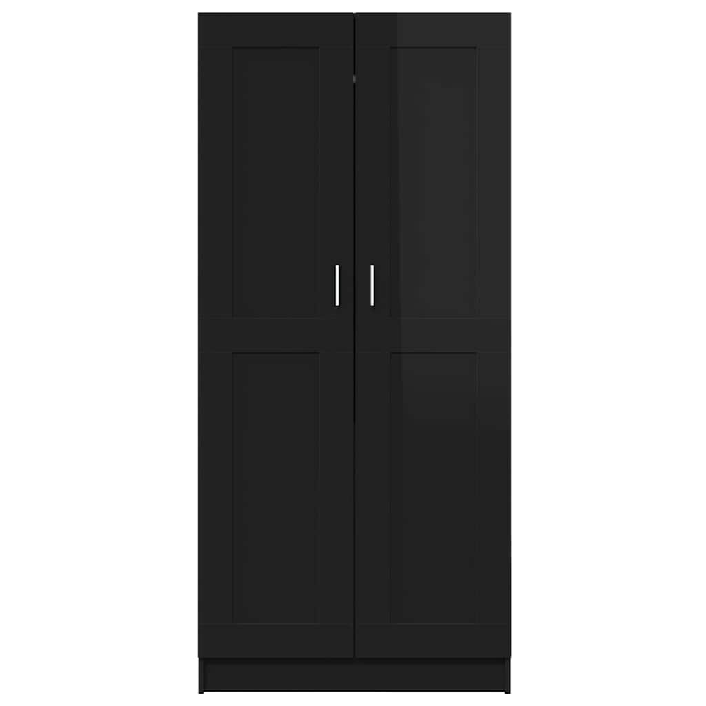 Wardrobe High Gloss Black 82.5x51.5x180 cm Engineered Wood
