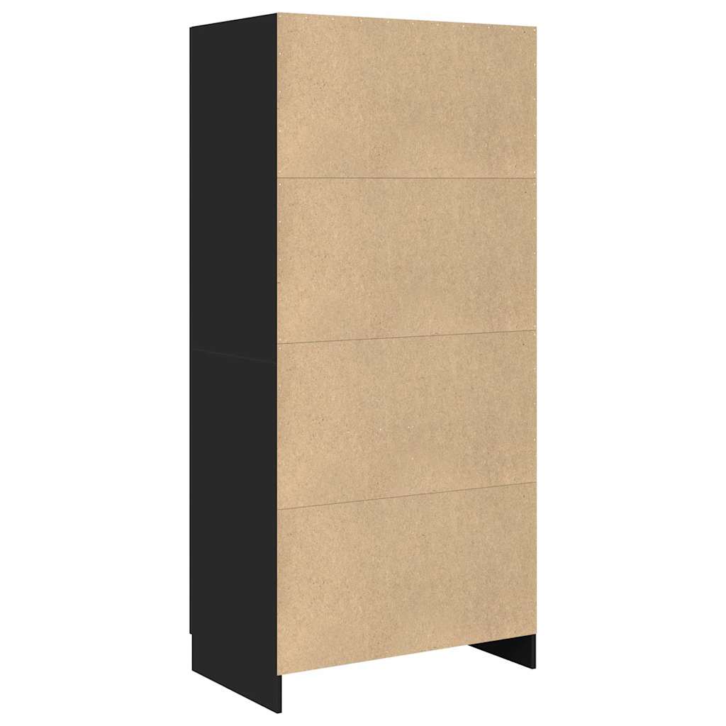 Wardrobe High Gloss Black 82.5x51.5x180 cm Engineered Wood